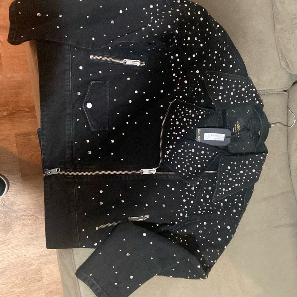 EVE STUDDED DENIM JA WASHED BLACK. UK-/US-10  Allsaints Spitalfields. London